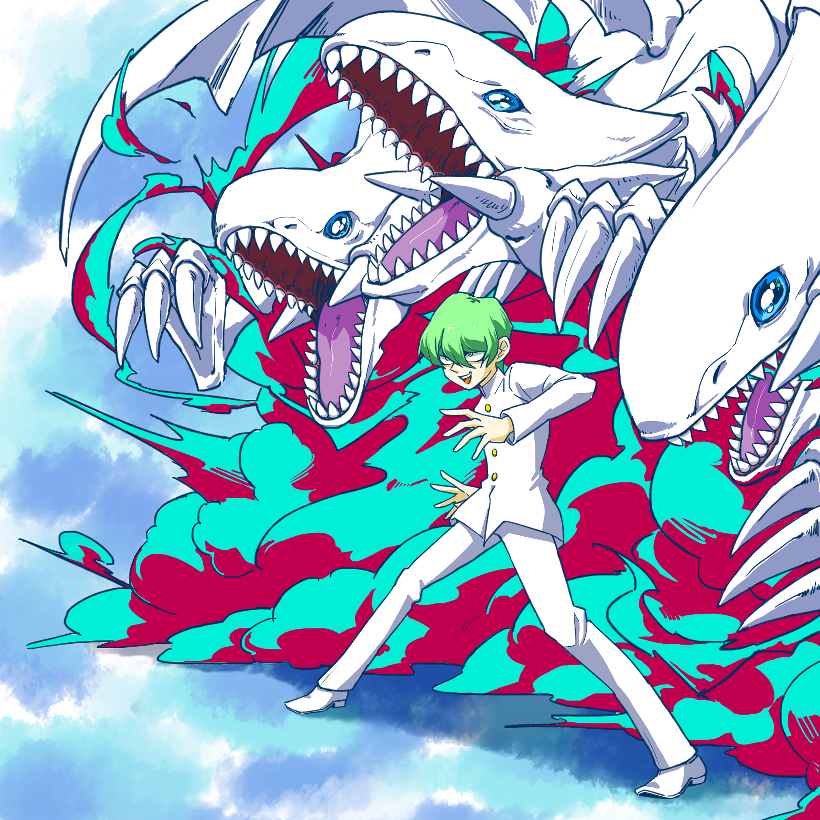 Safebooru 1boy blueeyes white dragon blue eyes claws dragon green