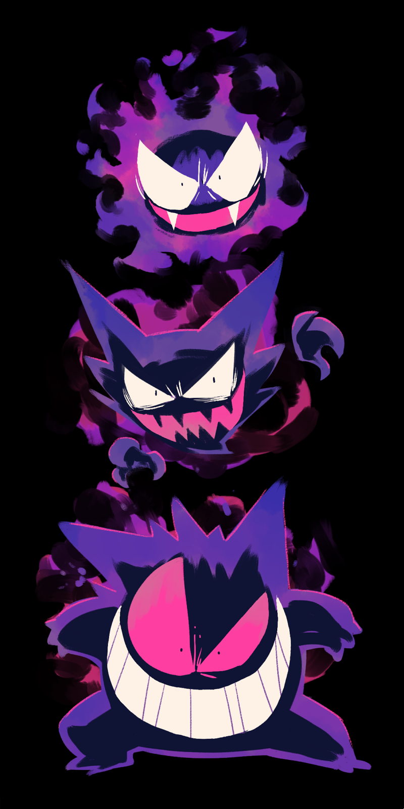 Safebooru - black background black eyes fangs gastly gen 1 pokemon