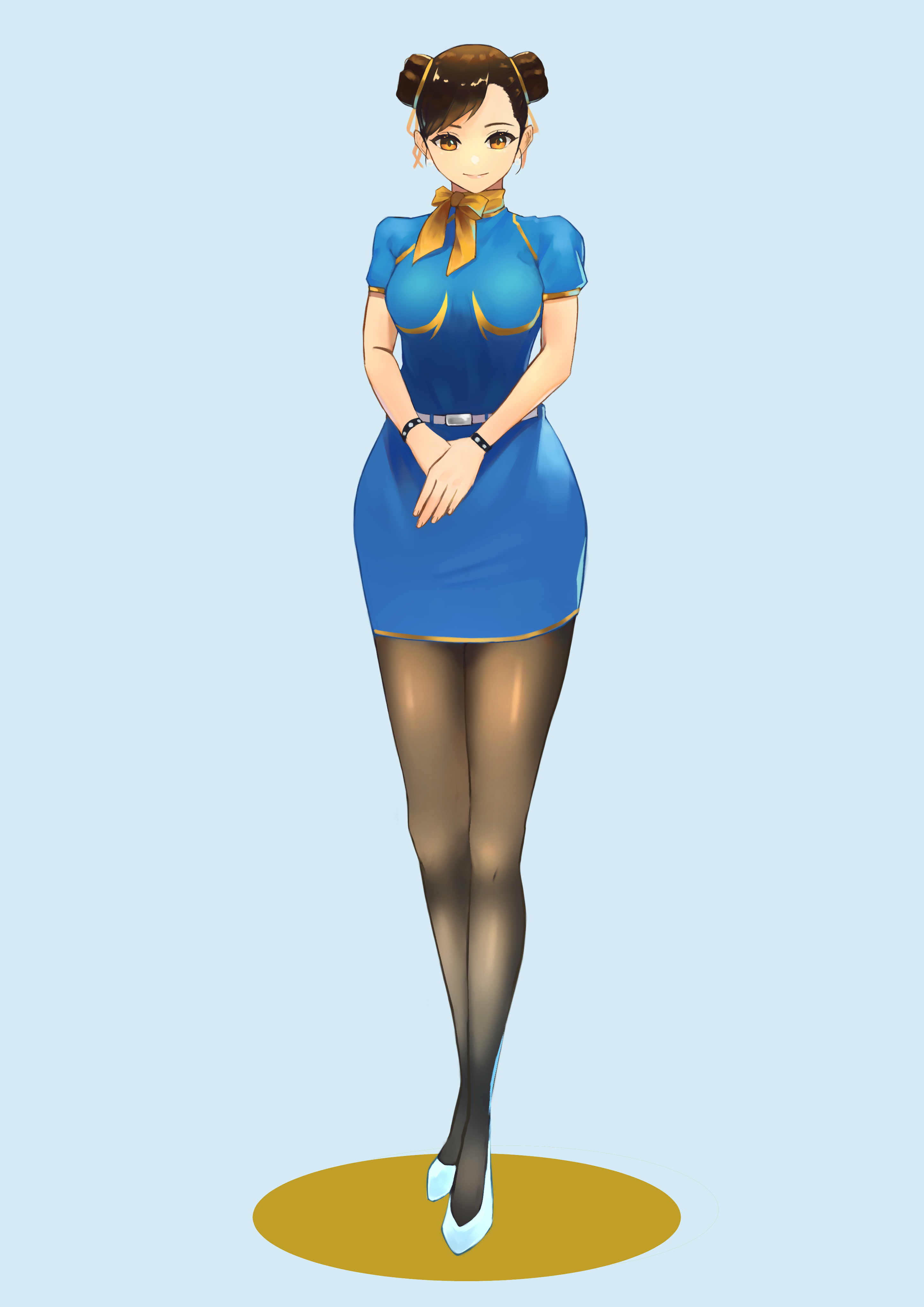 Safebooru Girl Absurdres Adapted Costume Black Legwear Blue Skirt