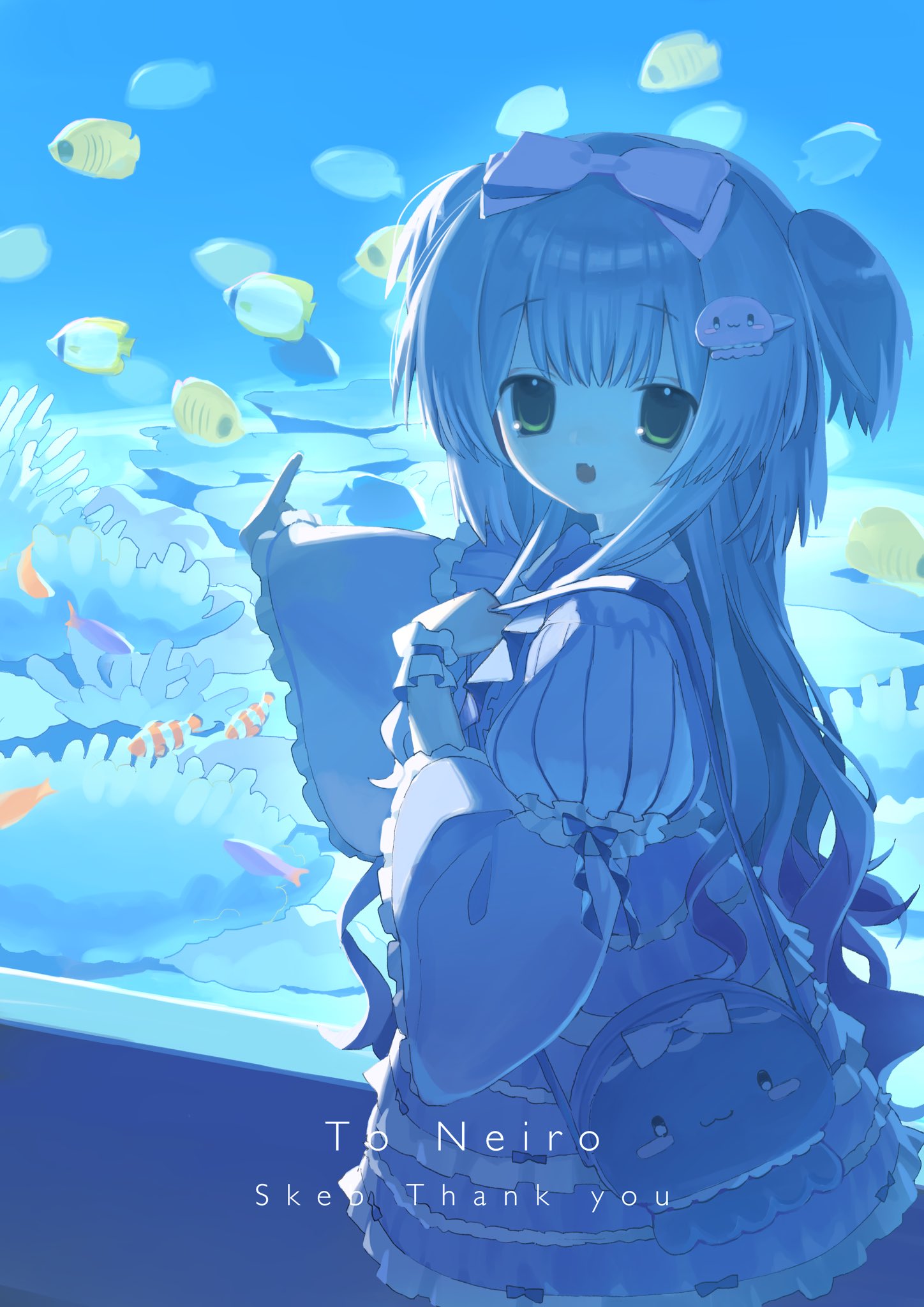 Safebooru - 1girl 2000s (style) :d aquarium bag borrowed character bow ...