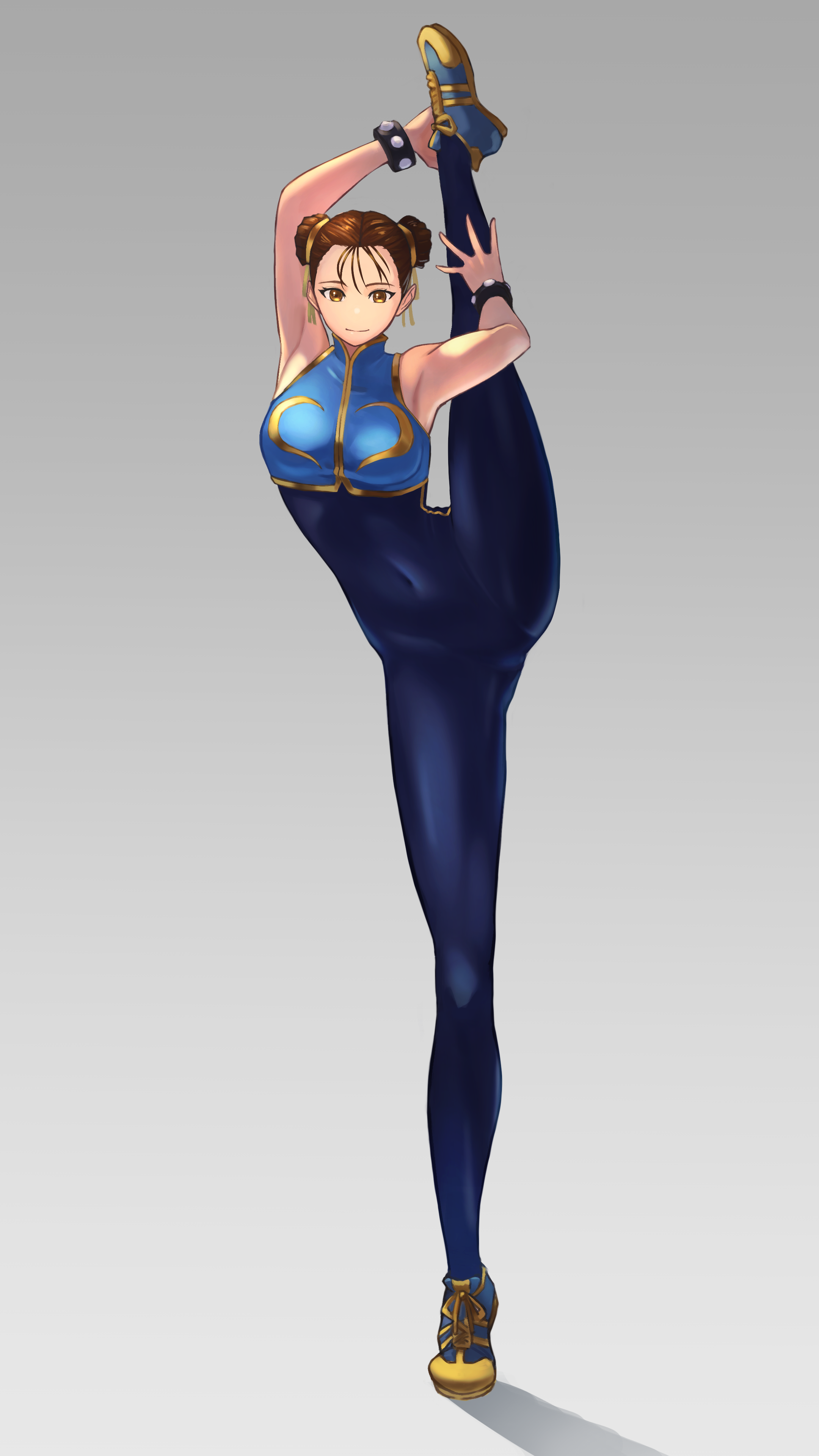 Safebooru 1girl Absurdres Brown Hair Chun Li Covered Navel Double Bun.