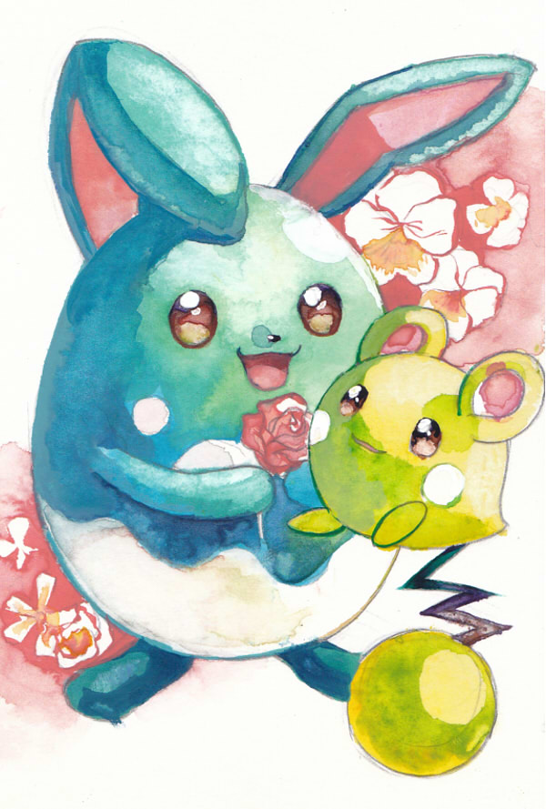 Safebooru - alternate color azumarill azurill black eyes flower pokemon ...