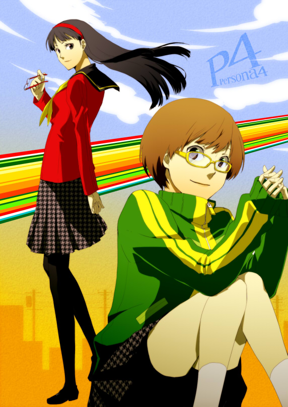 Safebooru Amagi Yukiko Bad Id Black Hair Brown Eyes Brown Hair Fujino Miyabi Glasses Grey Eyes 5283