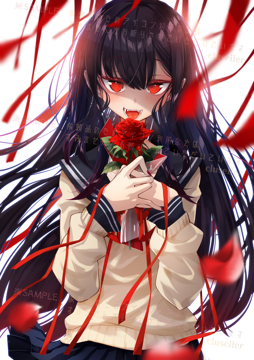 Safebooru - 1girl :3 artist name bangs black hair blue sailor collar ...