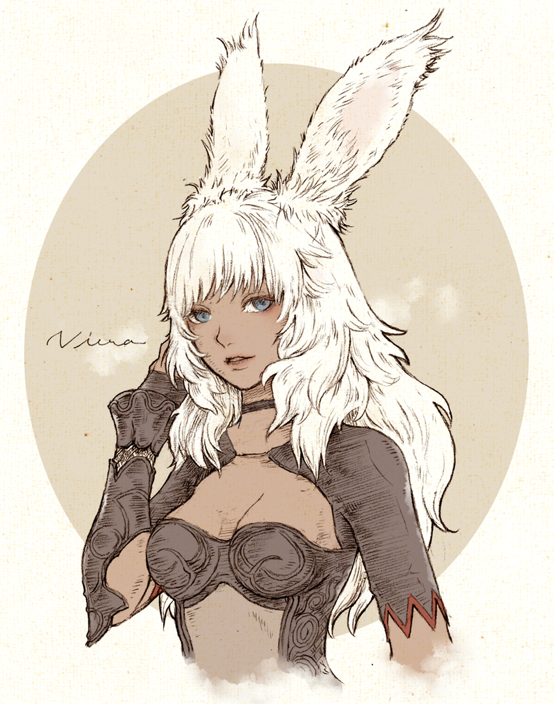 ...looking_at_viewer lyco medium_breasts rabbit_ears simple_background solo...