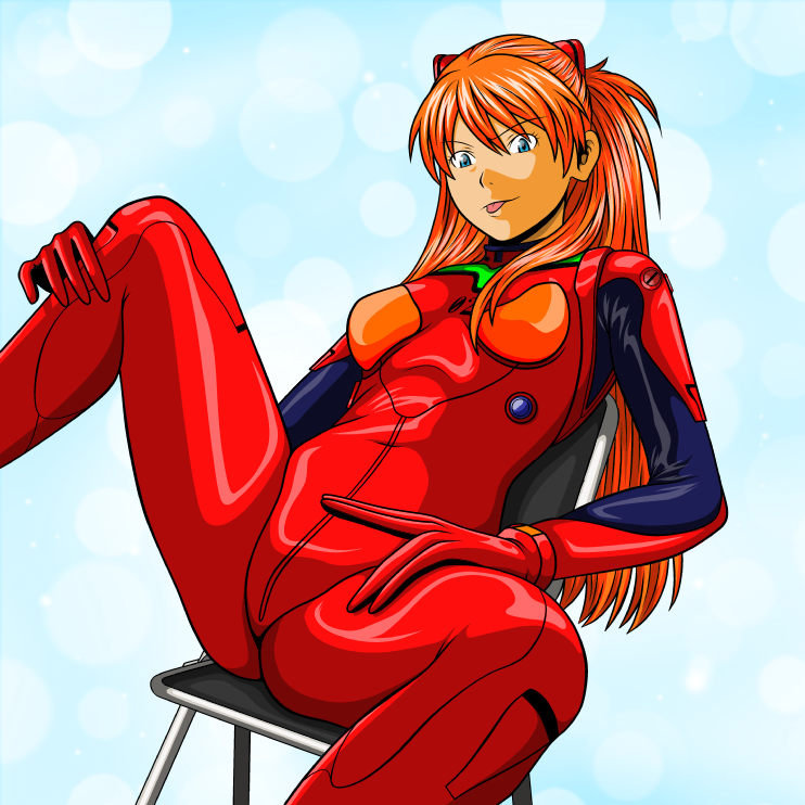 Source. p blue_eyes long_hair neon_genesis_evangelion nike(artist) orange_h...