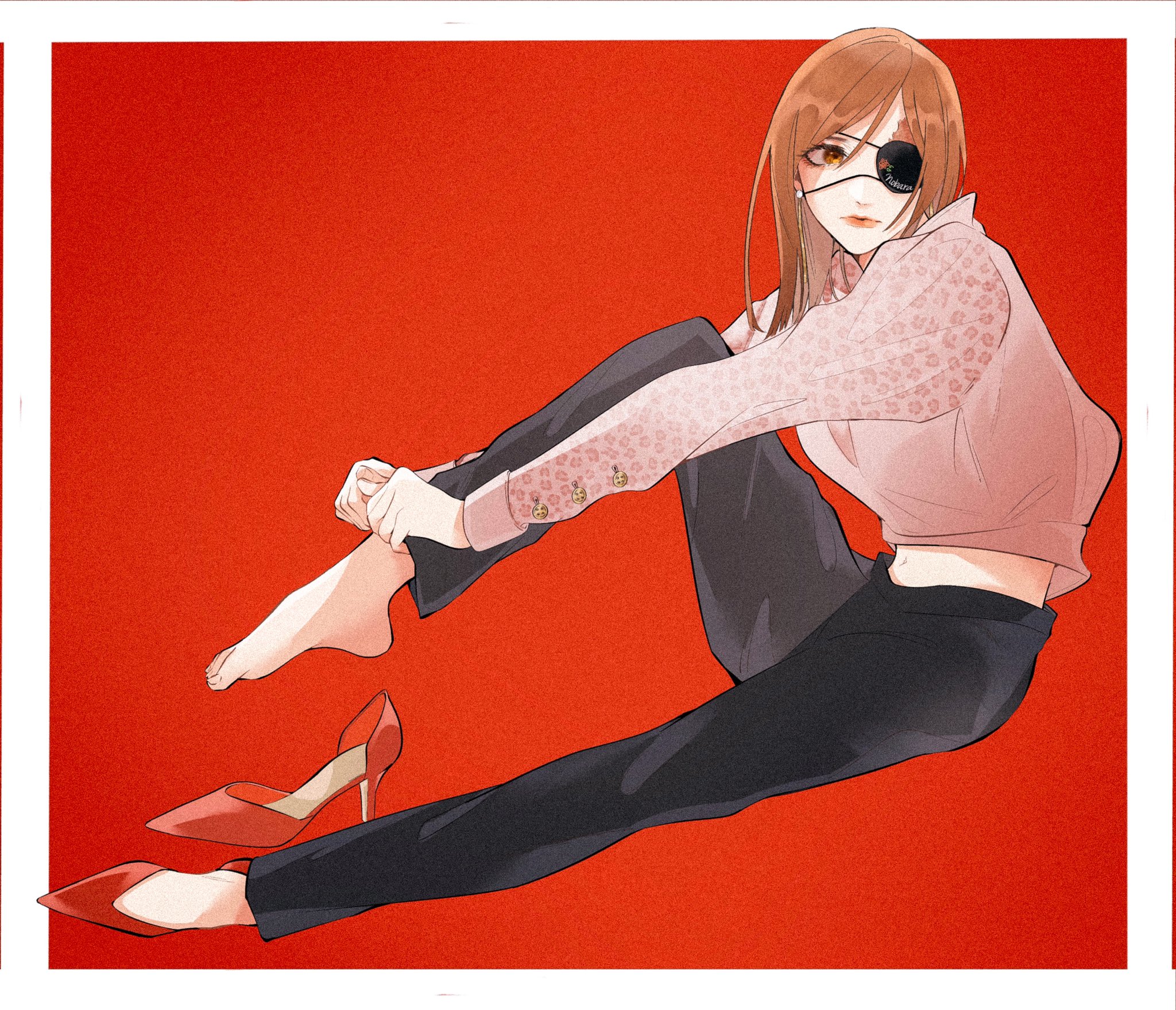 Safebooru 1girl Alternate Costume Earrings Eyelashes Eyepatch Feet 