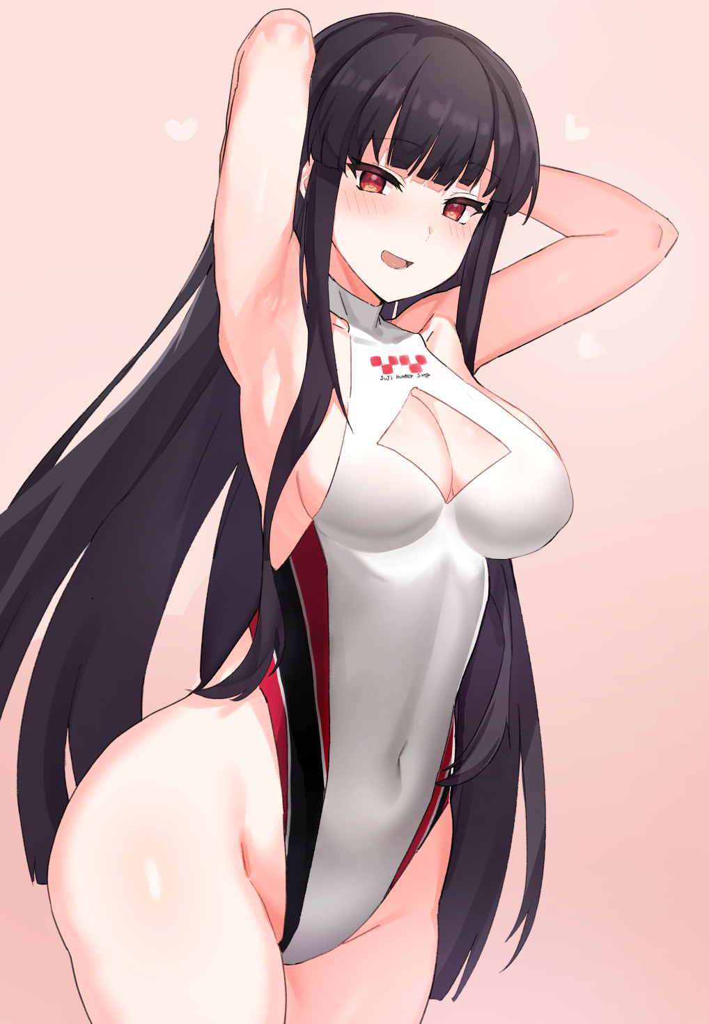 ...blunt_bangs breasts character_request cleavage_cutout clothing_cutout co...