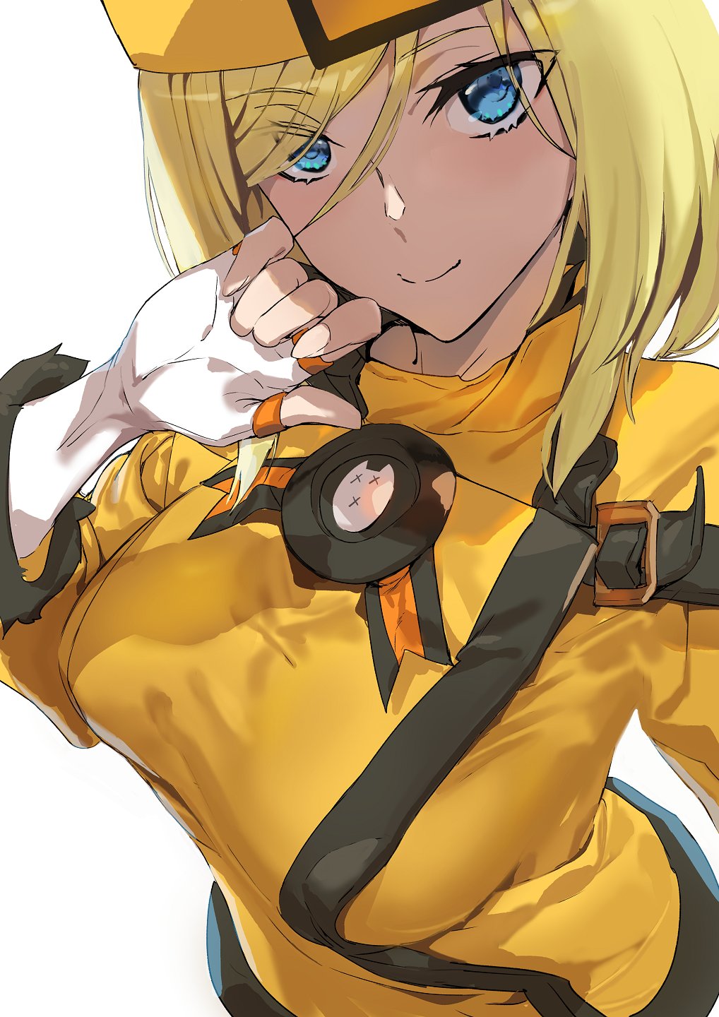 ...gloves guilty_gear guilty_gear_xrd hand_on_own_chin hat highres millia_r...