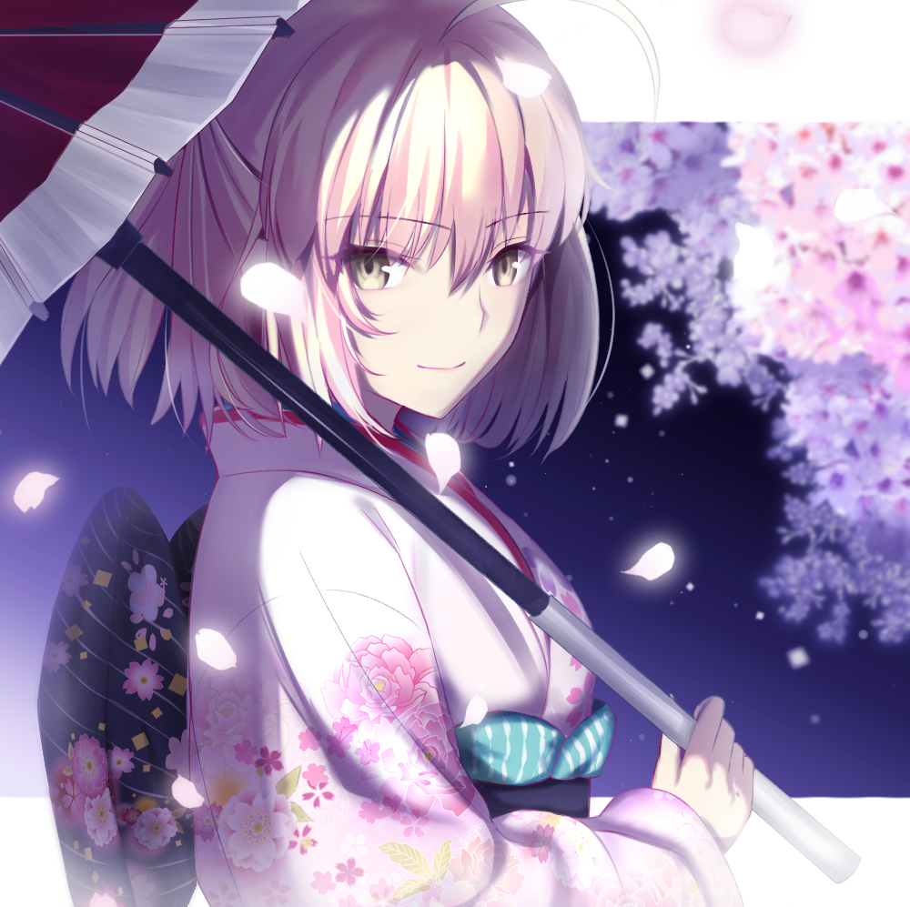 Safebooru - 1girl ahoge bangs cherry blossoms fate/grand order fate