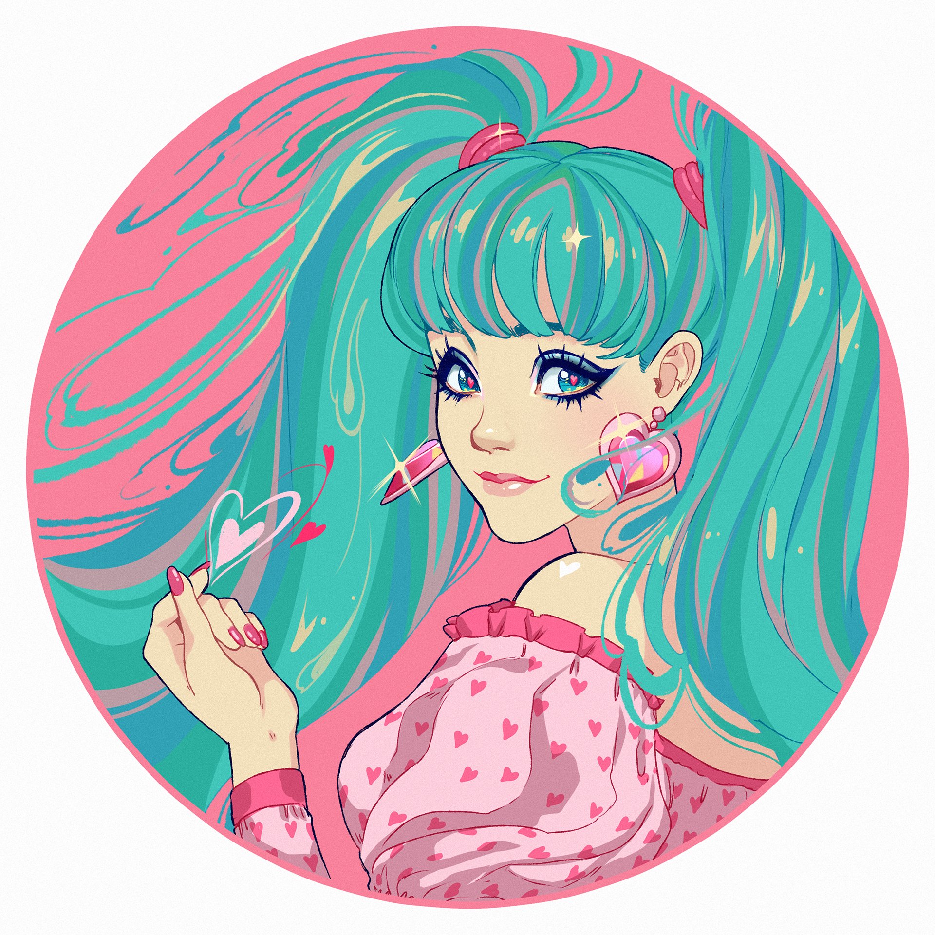 Safebooru 1girl Aqua Eyes Aqua Hair Bangs Bare Shoulders Circle Earrings Eyeshadow Hatsune 2788