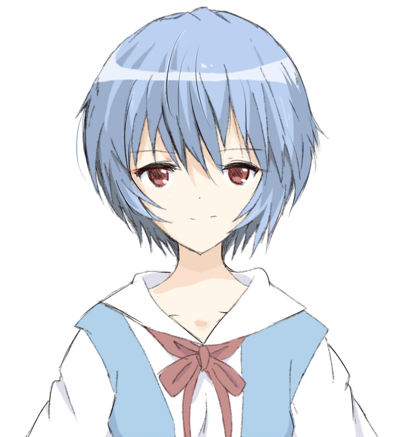 Safebooru 1girl Ayanami Rei Bangs Blue Hair Closed Mouth Commentary
