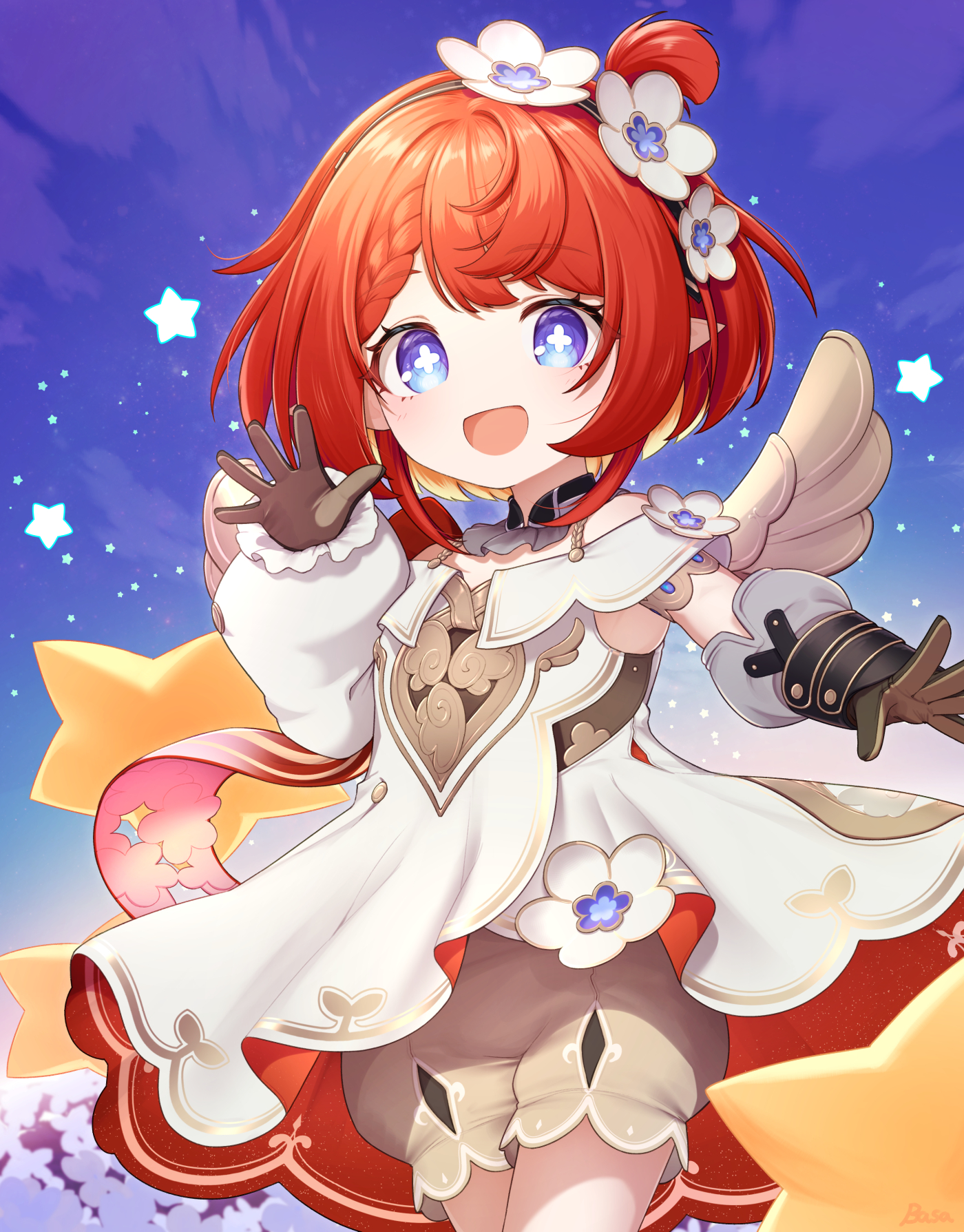 Safebooru - 1girl :d bare shoulders basa rutan black gloves blonde hair ...