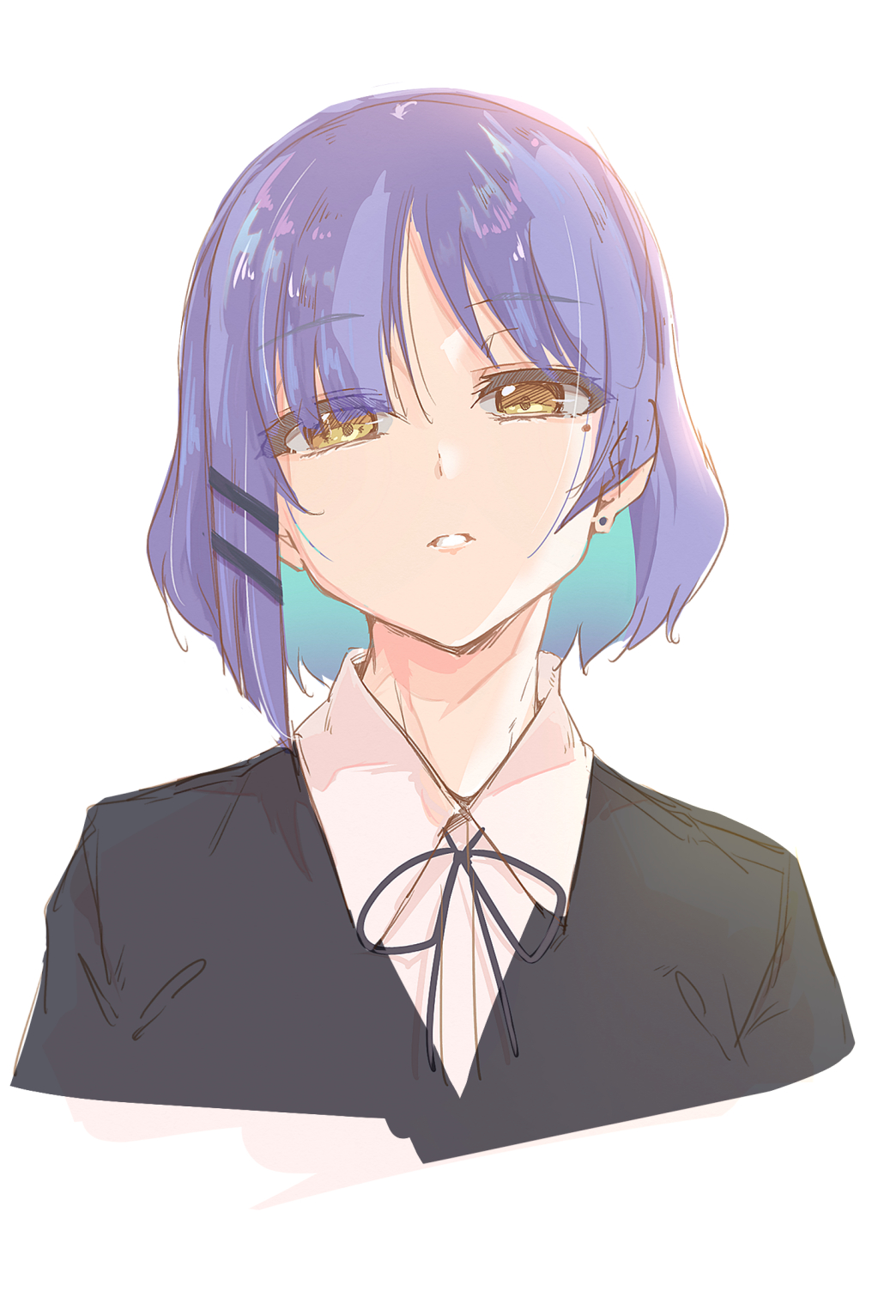 Safebooru - 1girl black sweater blue hair bocchi the rock! collared ...