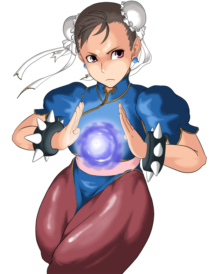 brown_eyes brown_hair bun_cover capcom chun-li double_bun jewelry mawarimit...