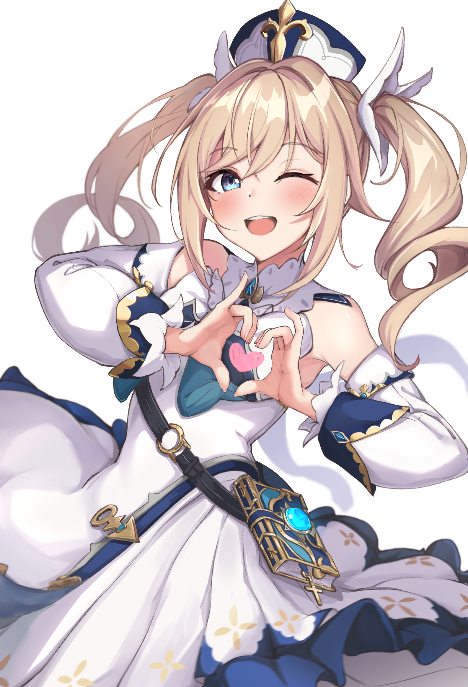 Safebooru - 1girl ;d barbara (genshin impact) black headwear blue eyes ...