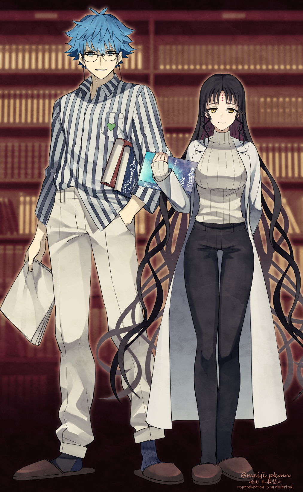 Safebooru - 1boy bangs black hair black pants blue eyes blue hair blue ...