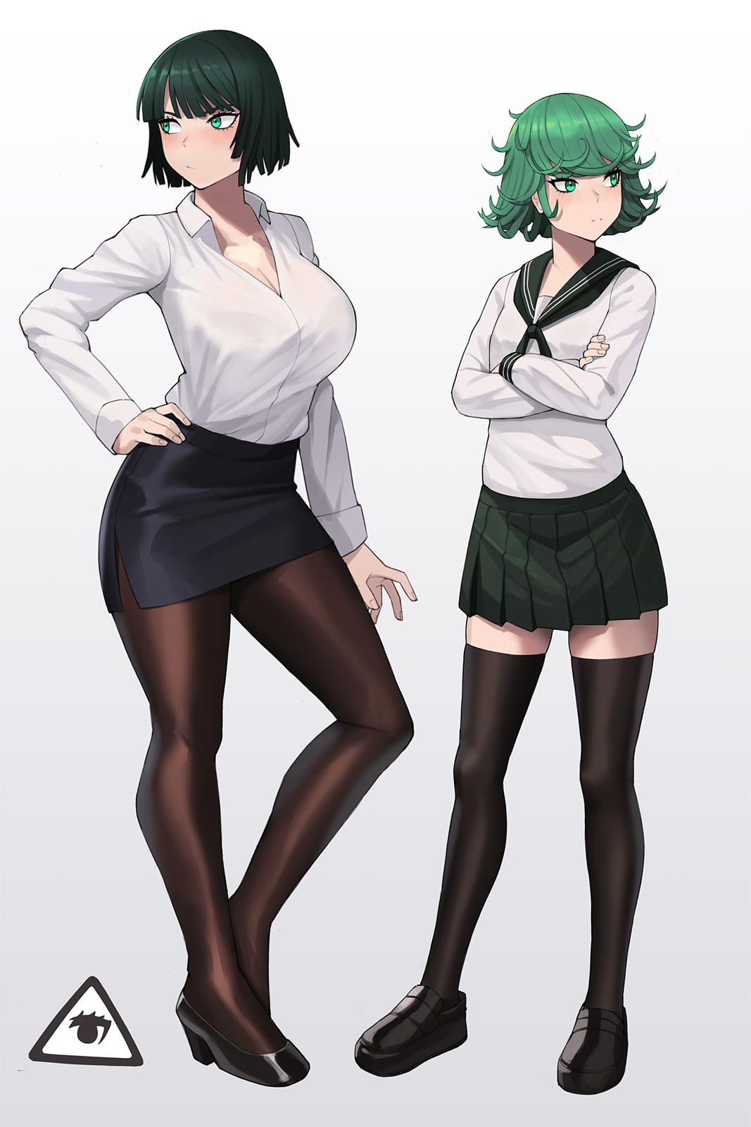 Safebooru - 2girls alternate costume black footwear black hair crossed