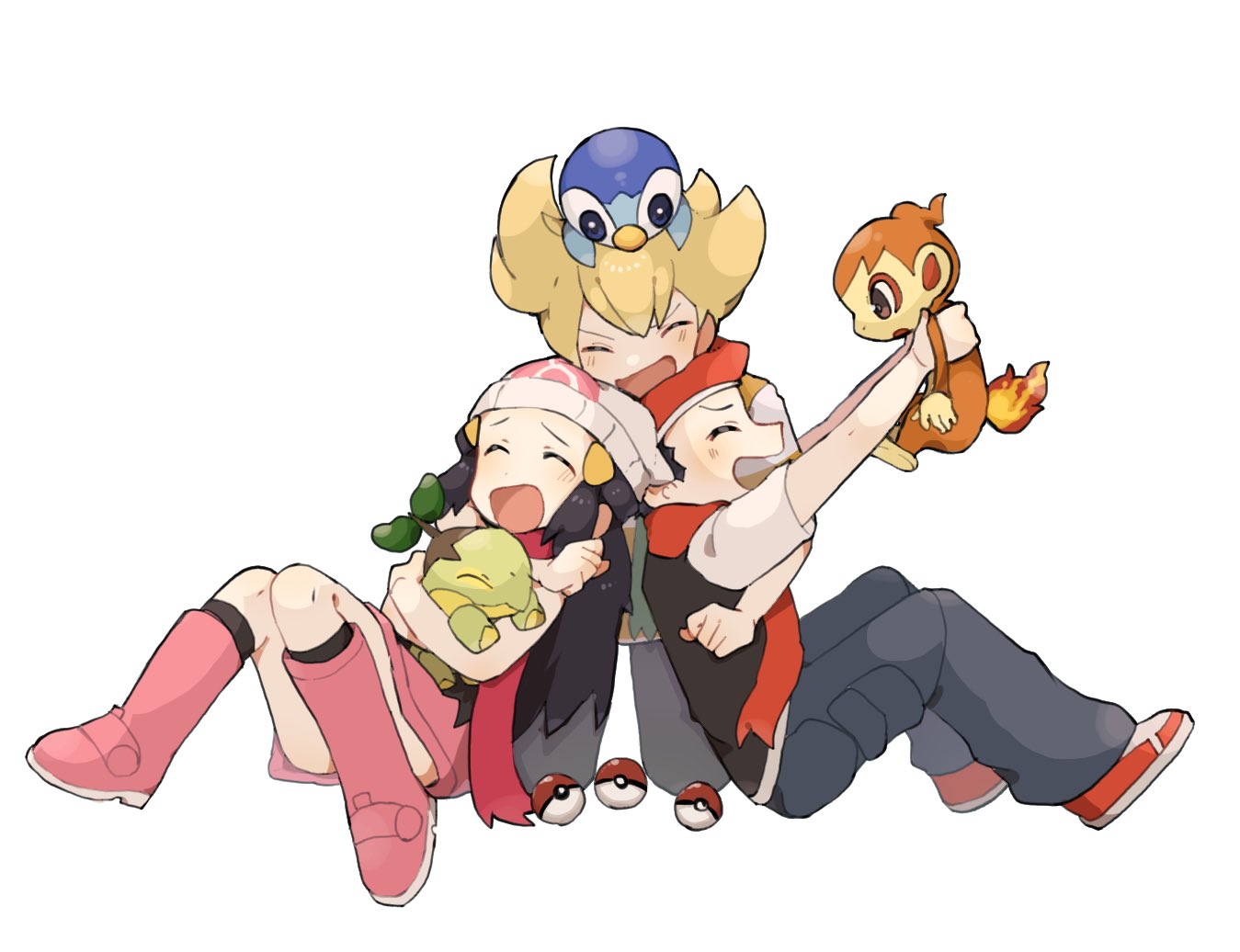 (pokemon) holding holding_pokemon kneehighs long_hair lucas(pokemon)... 