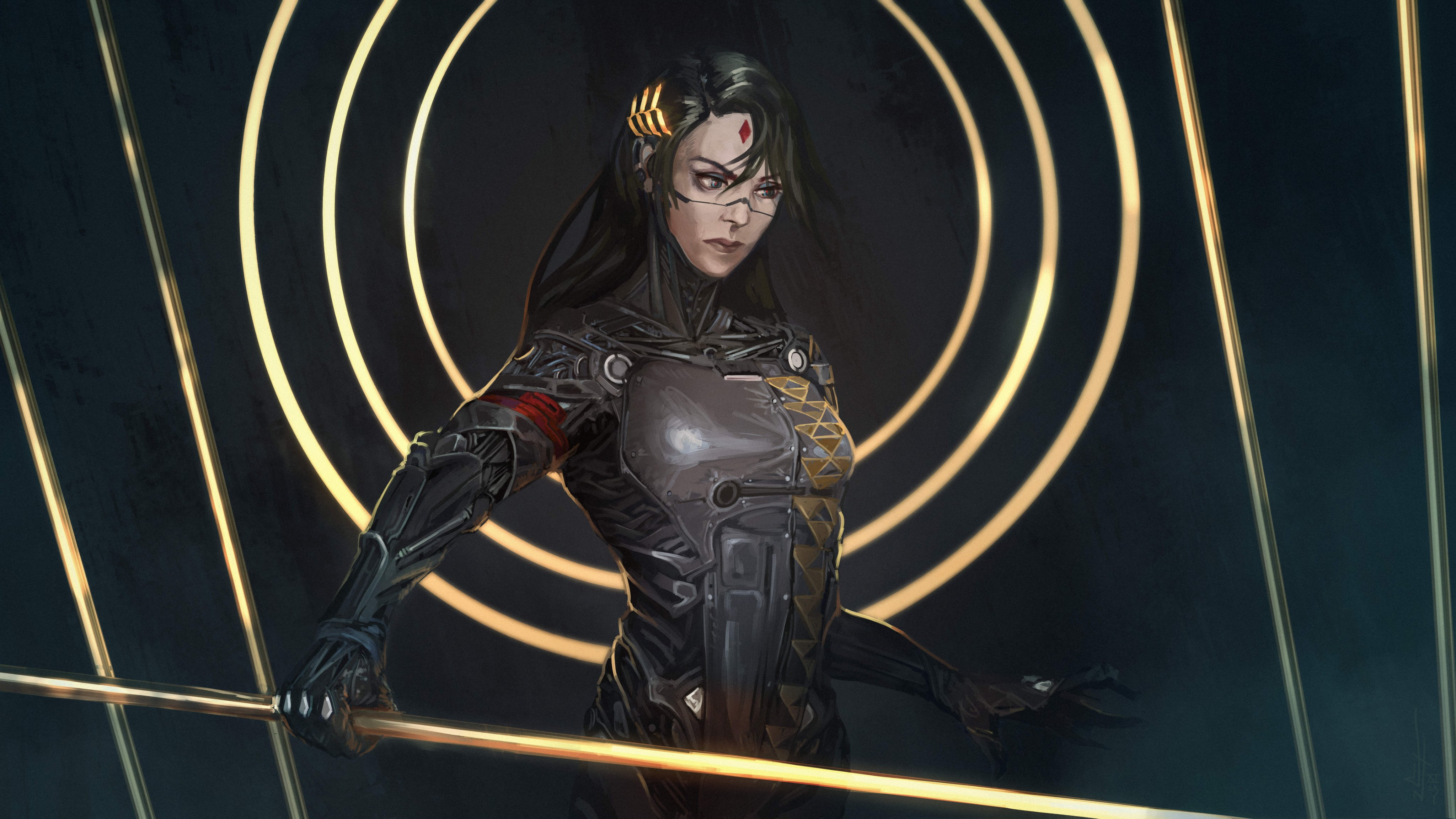Safebooru - 1girl absurdres android black hair cyberpunk dark ...