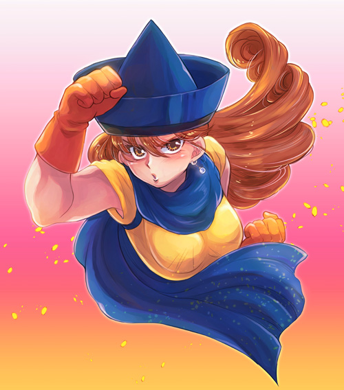 Safebooru 1girl Alena Dq4 Angry Bangs Brown Eyes Cape Curly Hair Defense Zero Dragon Quest