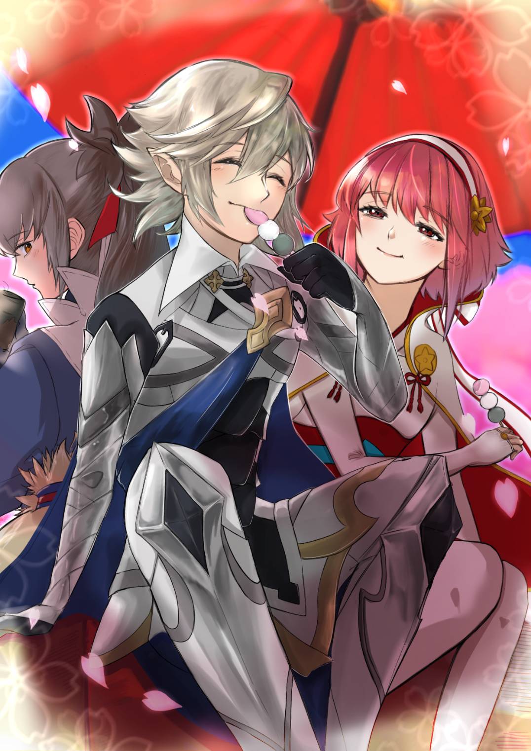 Safebooru - 1girl 2boys blue cape cape corrin (fire emblem) corrin ...