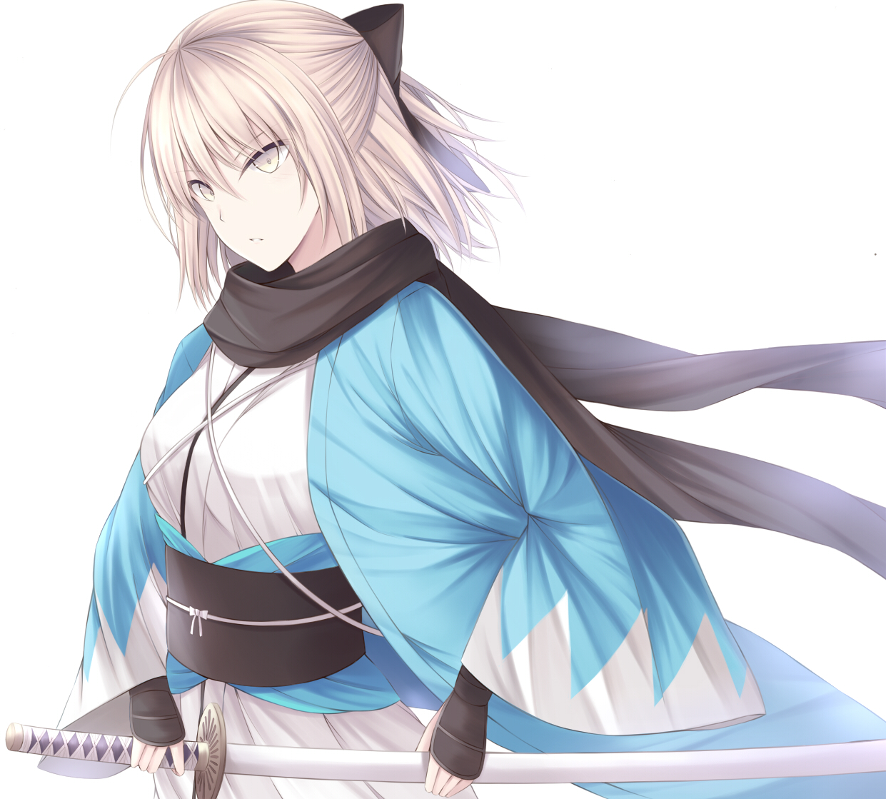 Safebooru - 1girl absurdres black ribbon black scarf blush cherry