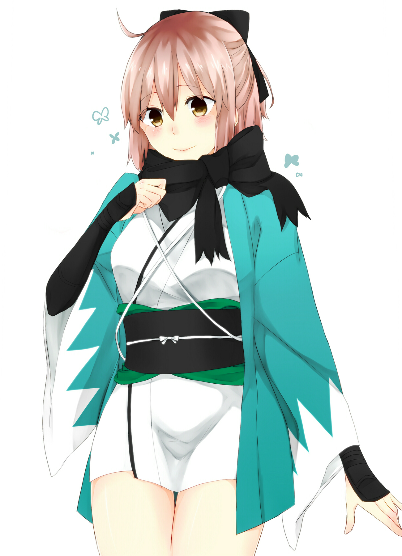 Safebooru - 1girl absurdres black ribbon black scarf blush cherry