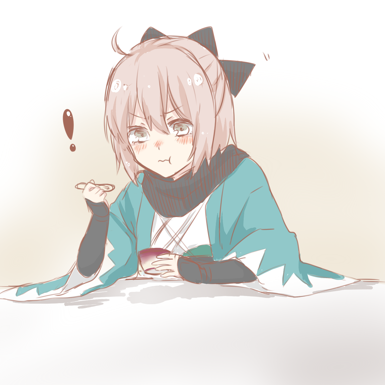 Safebooru - 1girl absurdres black ribbon black scarf blush cherry