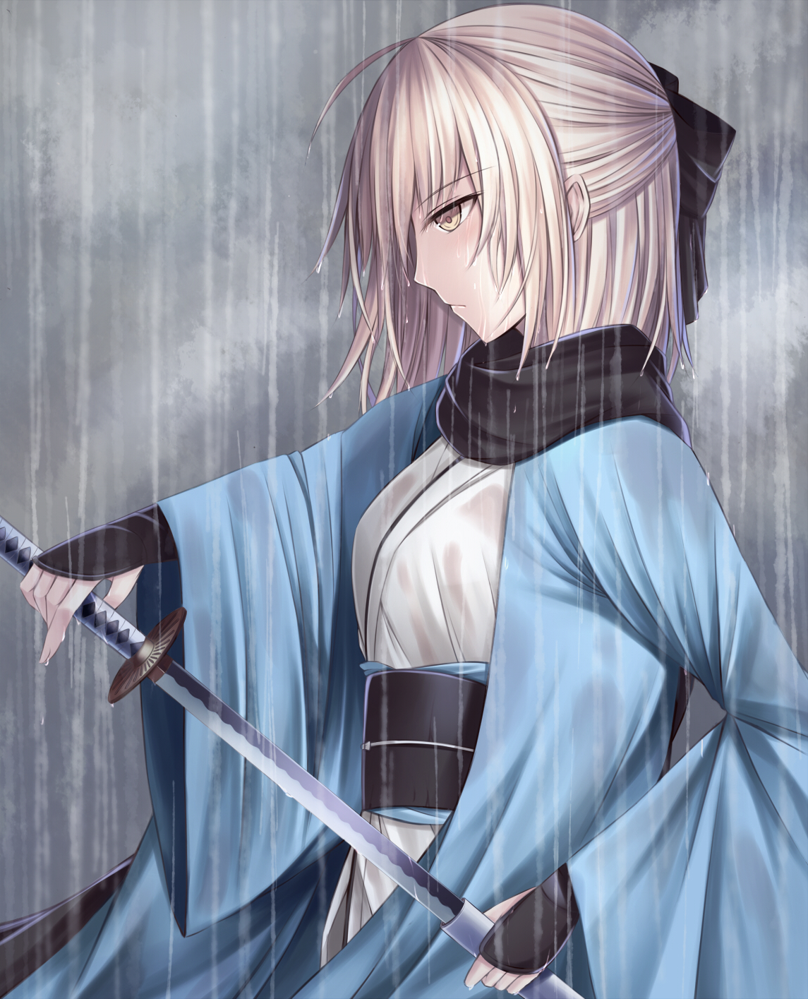 Safebooru - 1girl absurdres black ribbon black scarf blush cherry