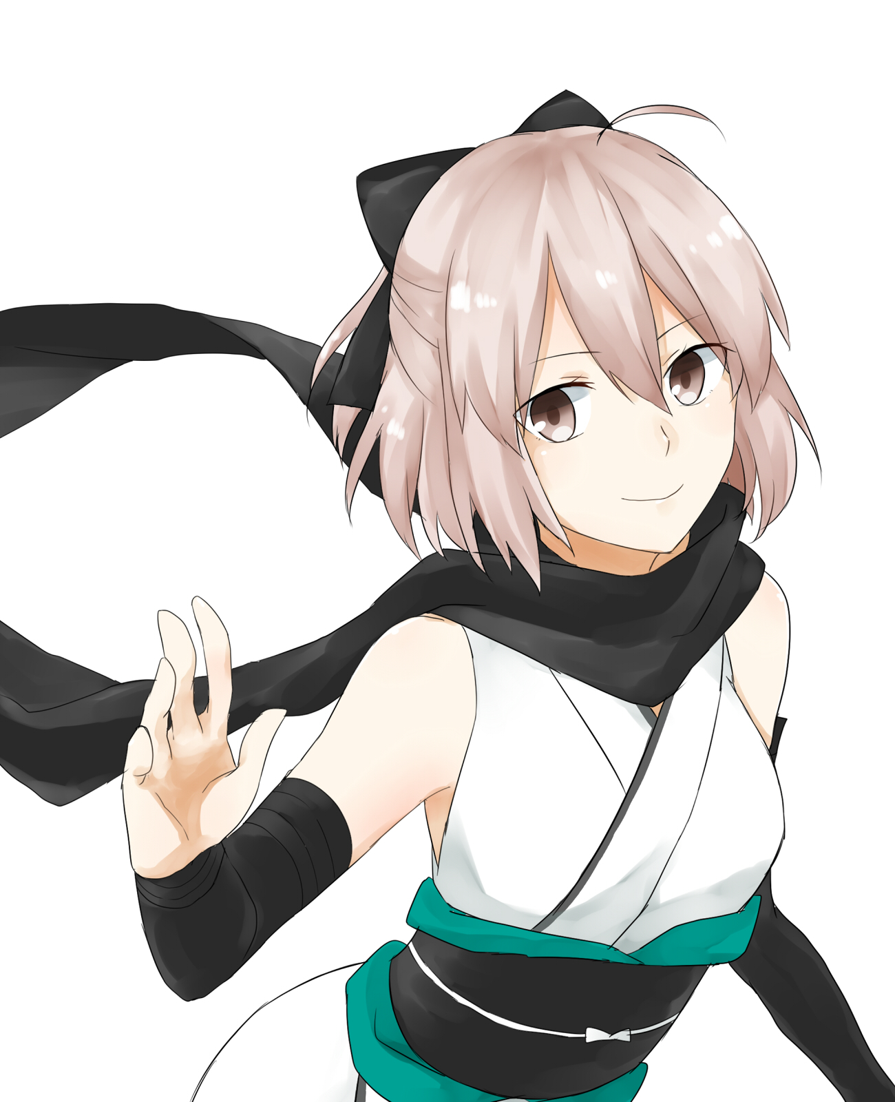 Safebooru - 1girl absurdres black ribbon black scarf blush cherry