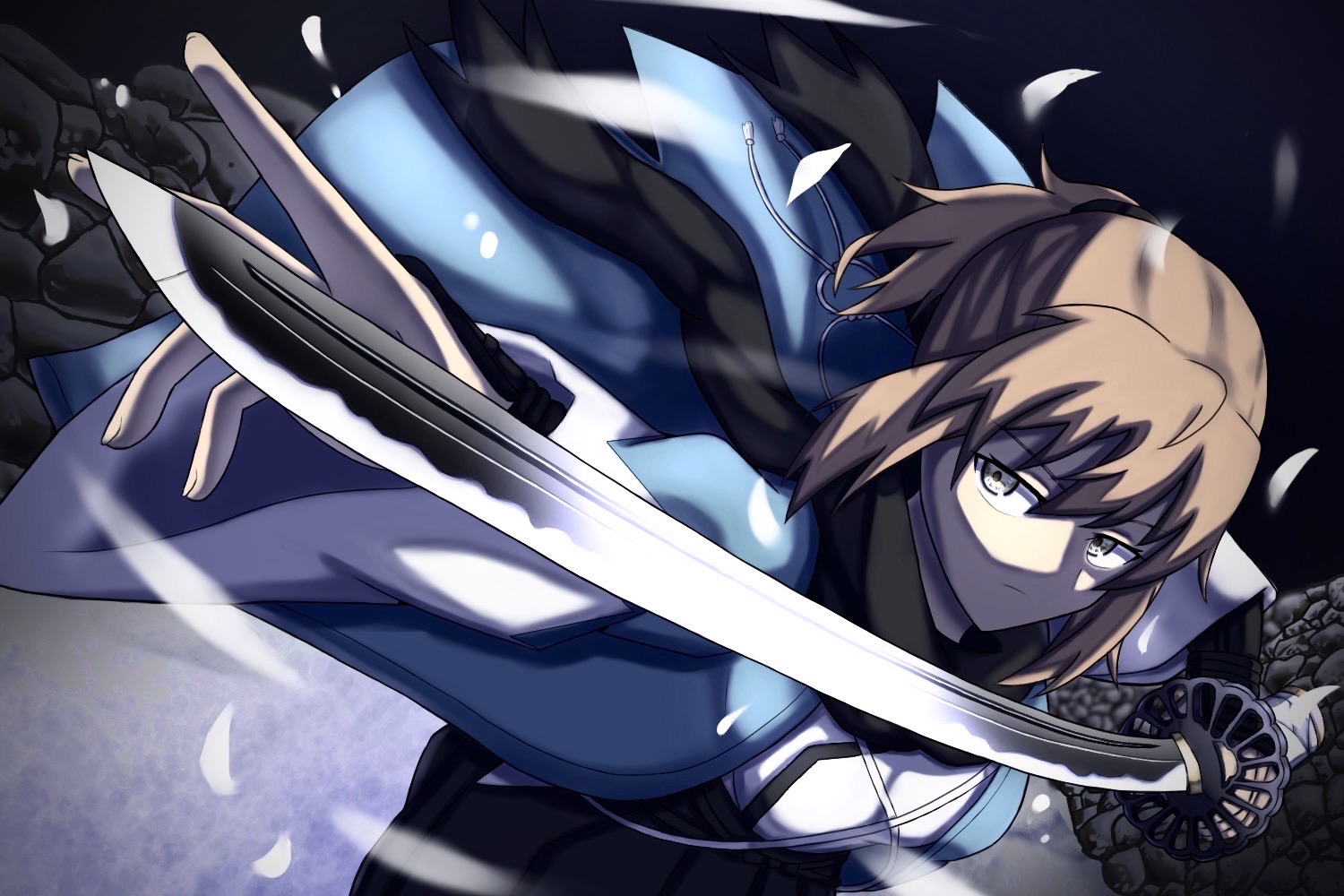 Safebooru - 1girl absurdres black ribbon black scarf blush cherry