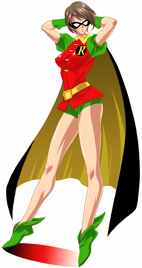 Safebooru Arms Up Brown Hair Cape Dc Comics Female Genderswap Gloves Liiiiliiiil Mask Robin 6712