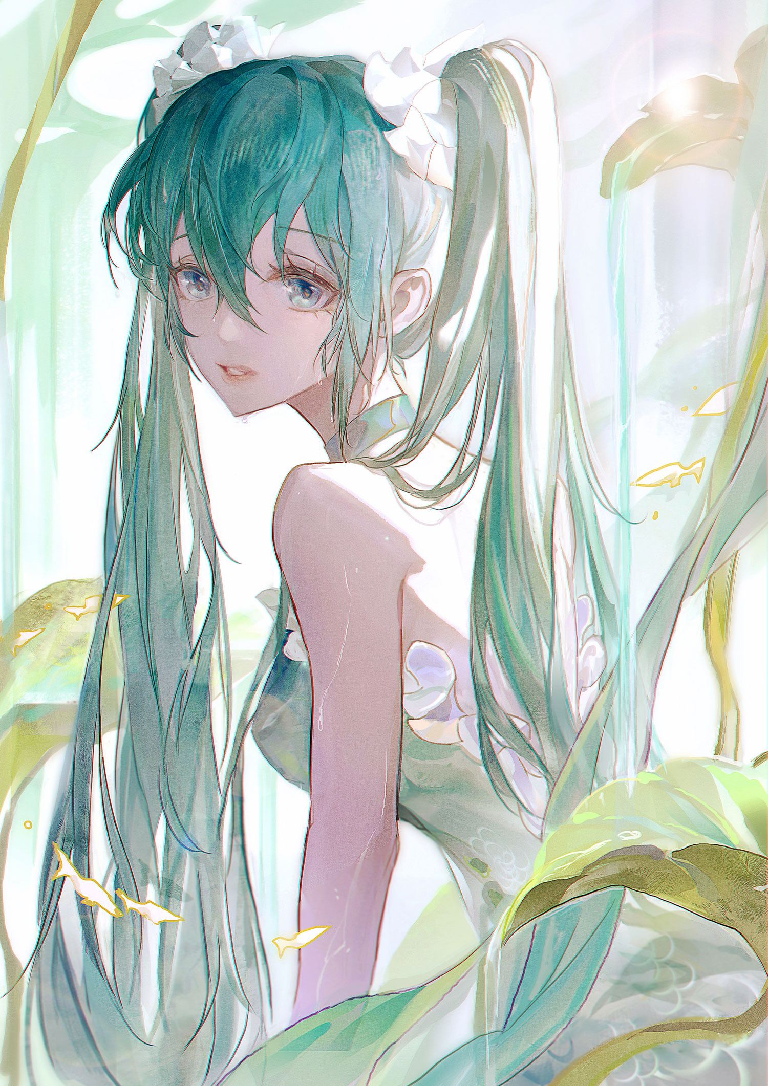 Safebooru 1girl Aqua Dress Aqua Hair Blue Eyes Chinese Commentary Commentary Request Dress 8471