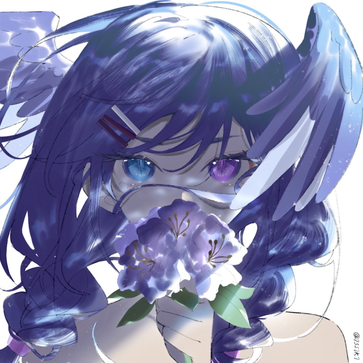 Safebooru 1girl 1ss1k1 blue eyes braid collarbone english commentary