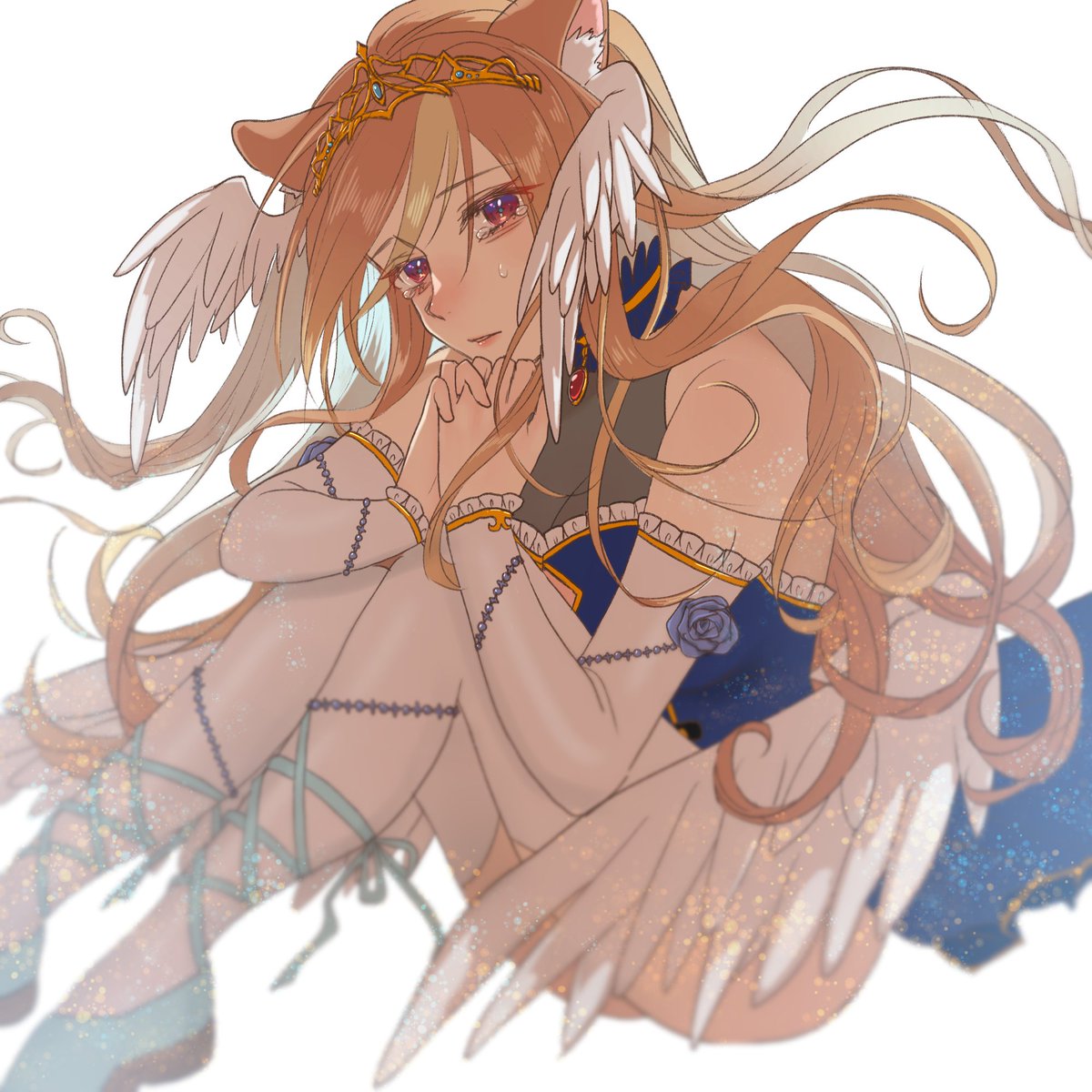 Safebooru - 1girl animal ears black leotard blue dress commission ...