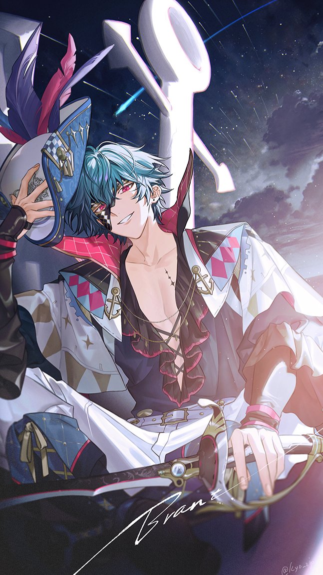 Safebooru - 1boy blue hair blue shirt brant (wuthering waves ...