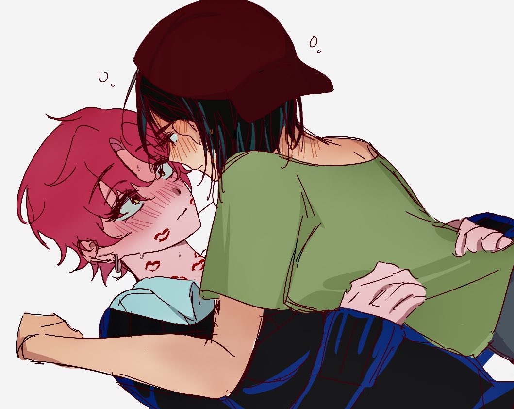 Safebooru - 2girls alien stage backwards hat baseball cap black hair ...