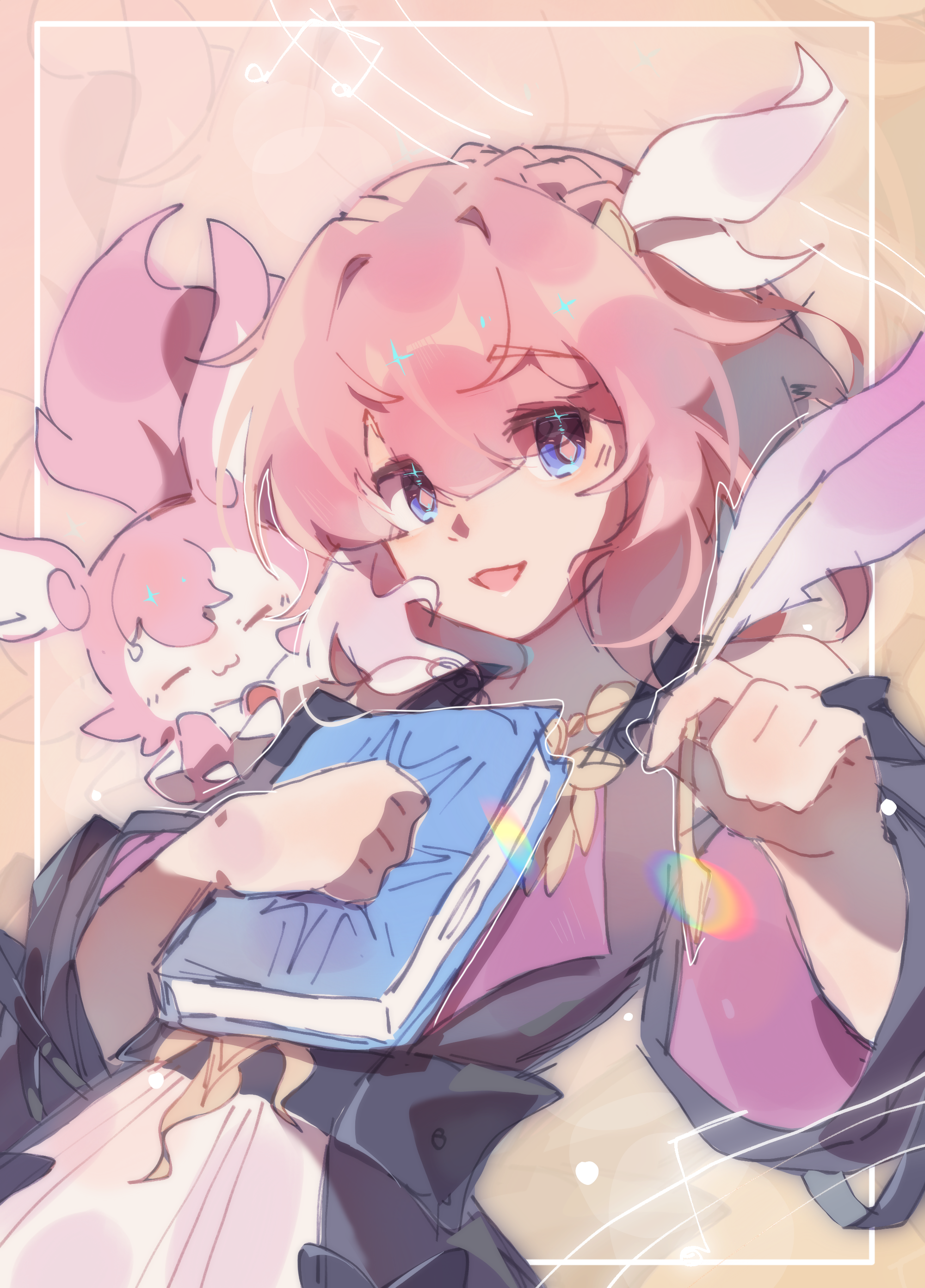 Safebooru - 1girl absurdres blue eyes book chinese commentary coat ...