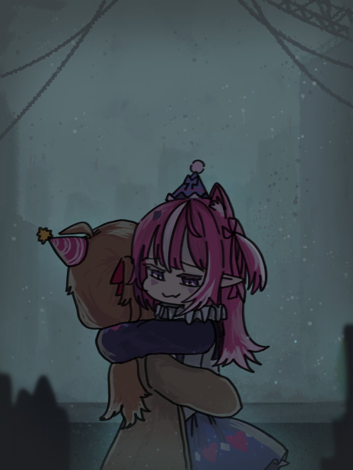 Safebooru - 2girls ahoge animal ears arms around neck arms around waist ...