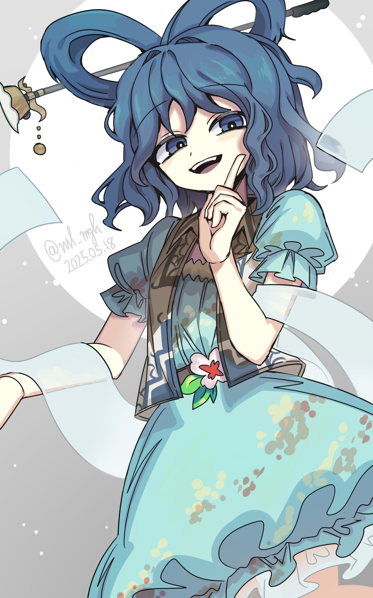 Safebooru - 1girl blue dress blue eyes blue hair dress hagoromo hair