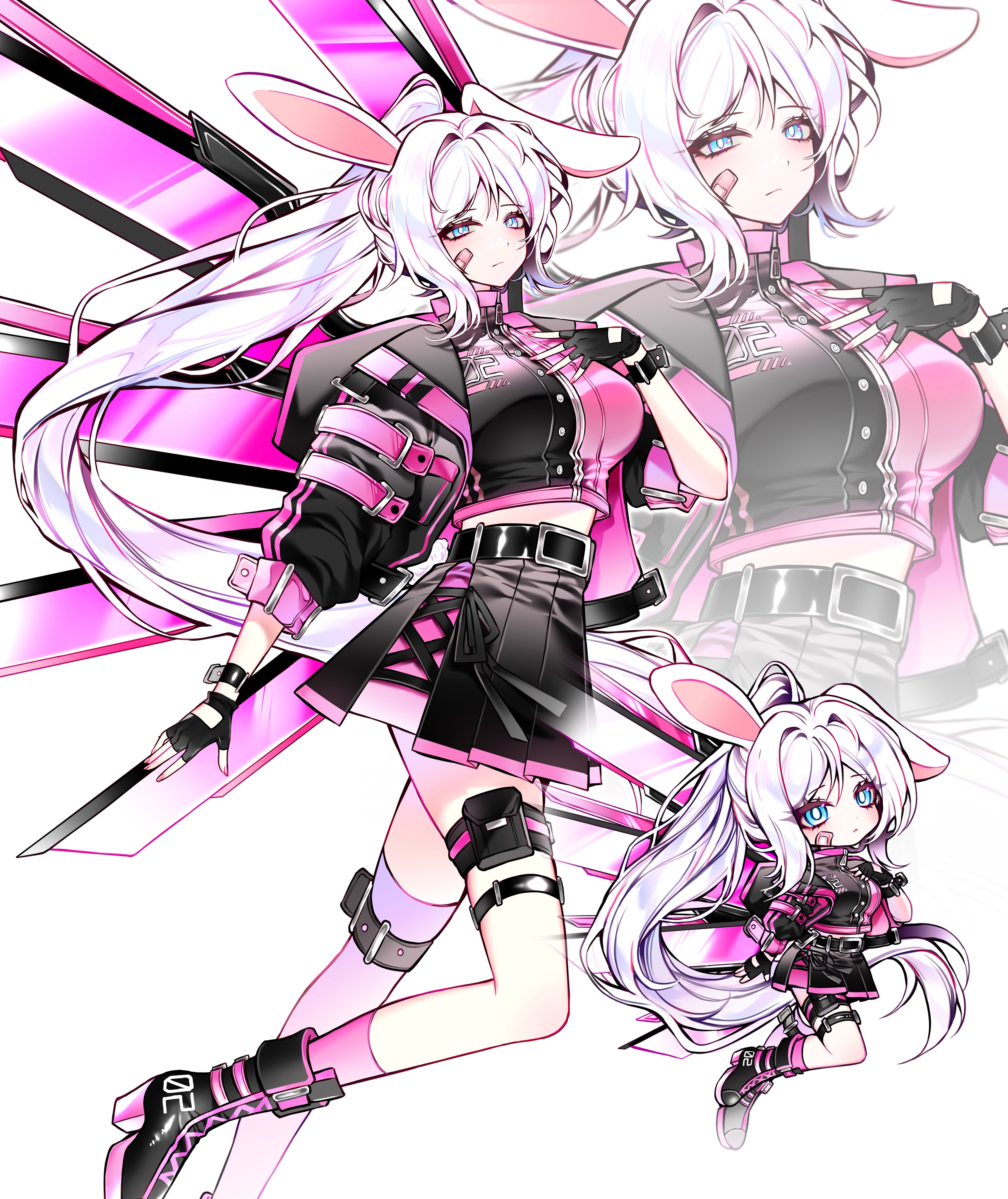 Safebooru - 1girl absurdres animal ears bandaid bandaid on face black ...