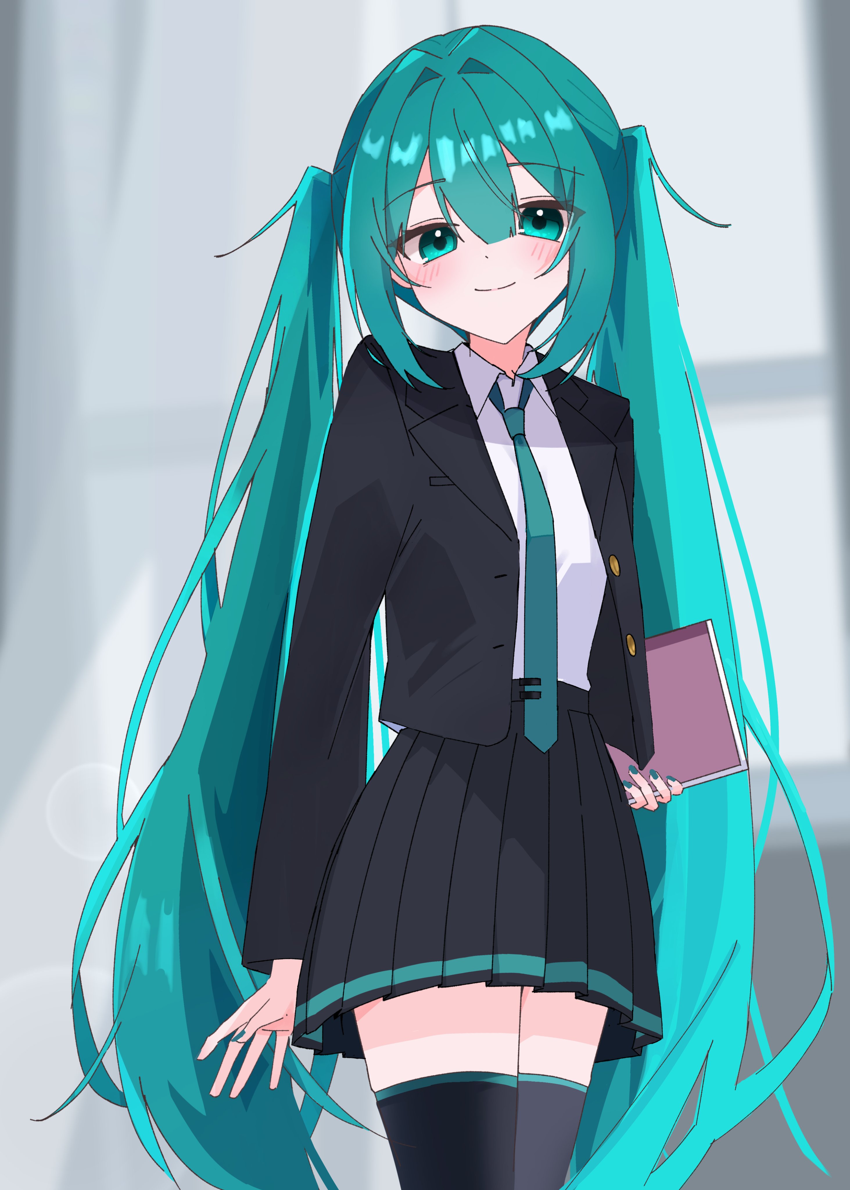 Safebooru - 1girl absurdres aqua eyes aqua hair aqua nails aqua necktie ...