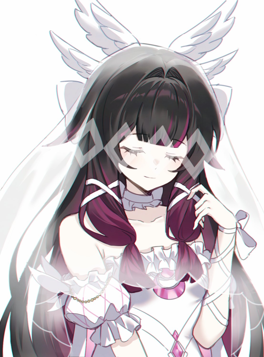Safebooru - 1girl black hair closed eyes closed mouth columbina ...