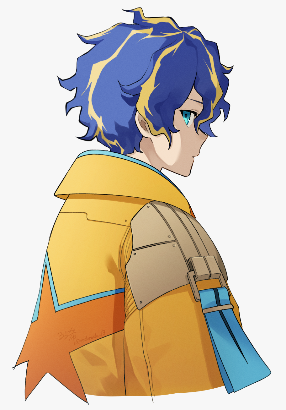 Safebooru - 1boy astel leda blonde hair blue hair cropped torso from ...