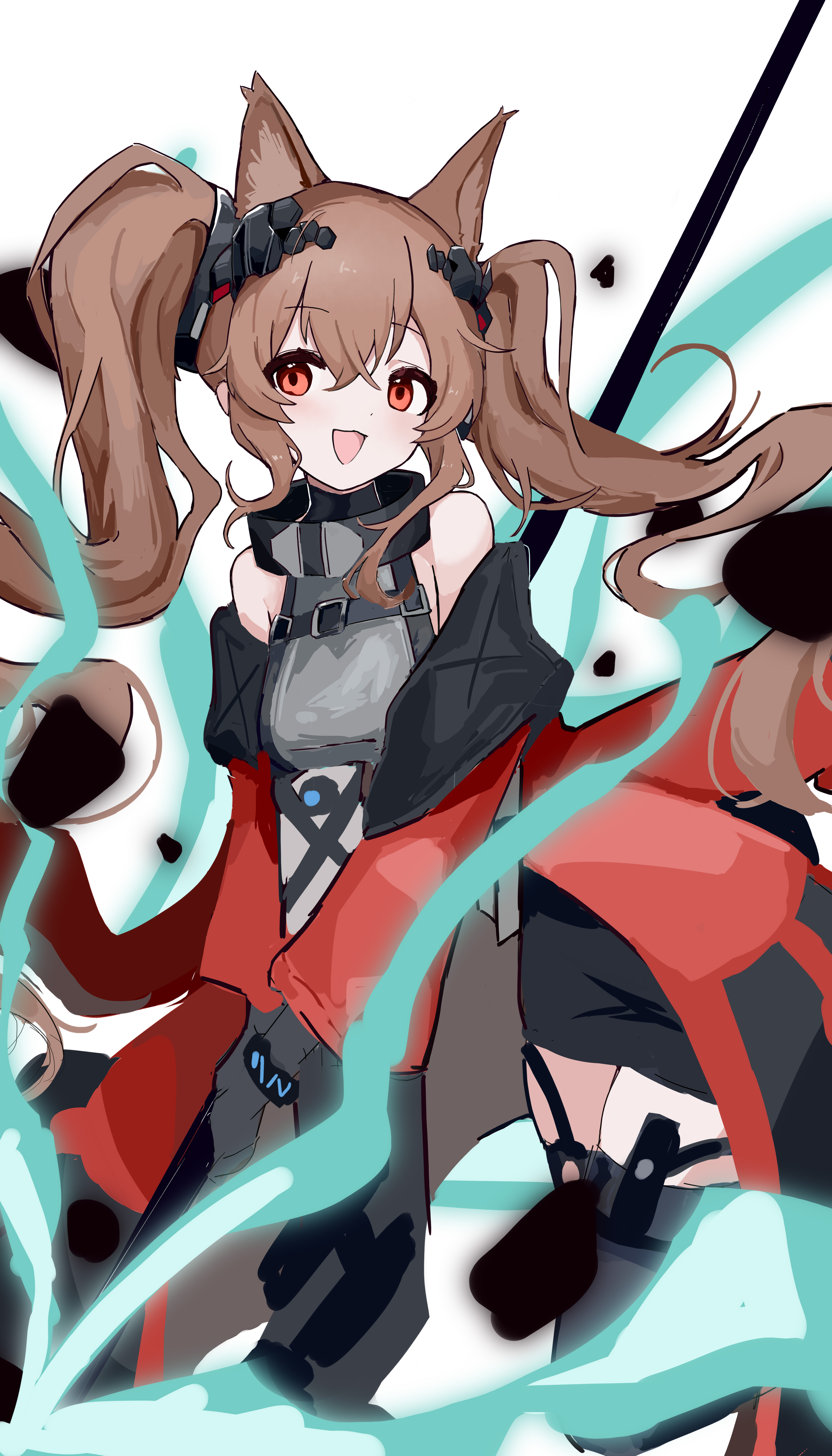 Safebooru - 1girl :d absurdres angelina (arknights) animal ears ...