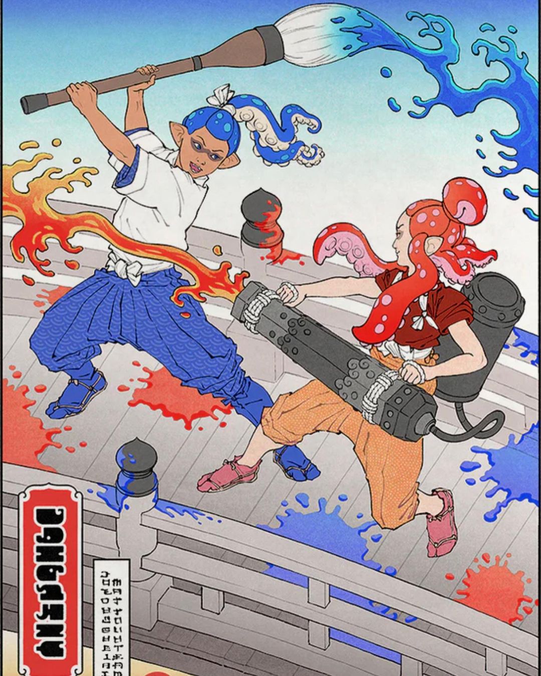 Safebooru - cephalopod eyes giant brush highres ink tank (splatoon ...