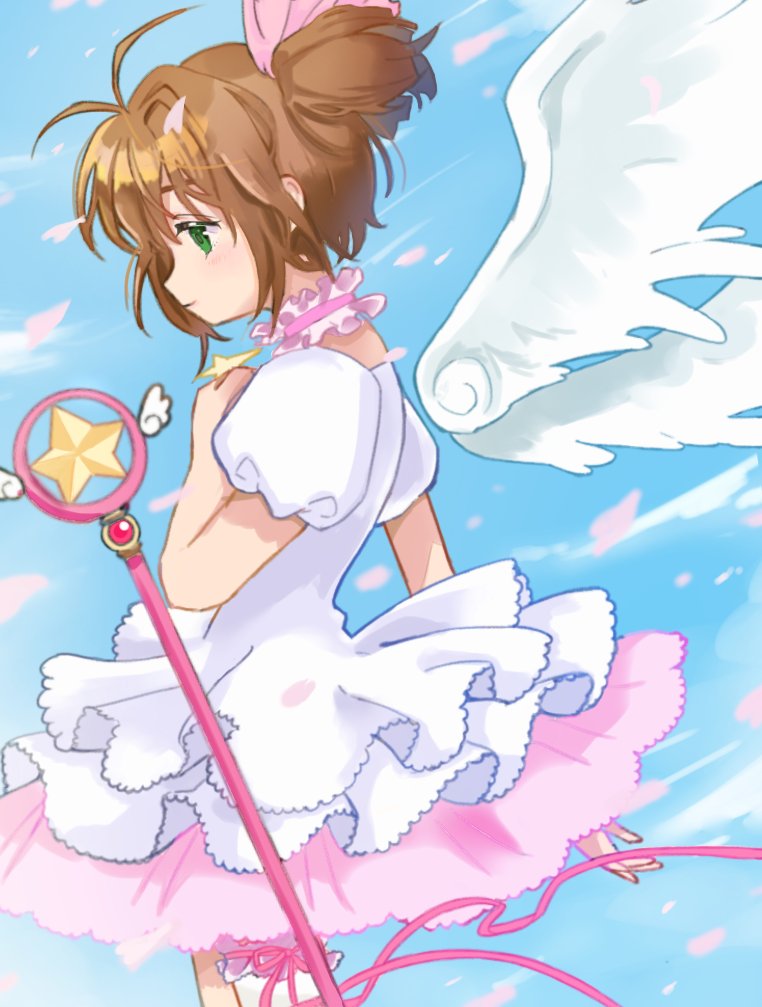 Safebooru - 1girl blue sky brown hair cardcaptor sakura clouds cloudy ...