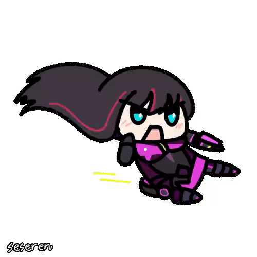 Safebooru 1girl animated gif flying kick long hair open mouth seseren