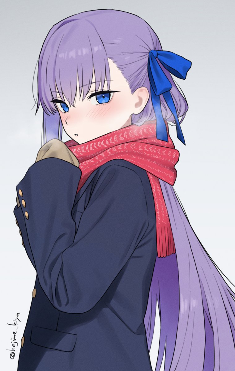 Safebooru - 1girl blue eyes blush brown mittens coat fate/extra fate ...